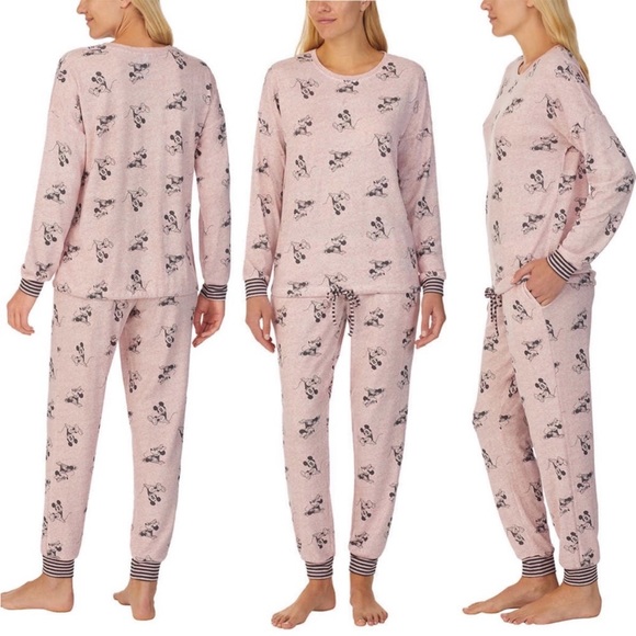 DISNEY Long Sleeve Top Joggers Ladies' 2-piece Lounge Set - Pink - Picture 1 of 5